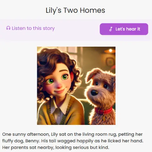 Illustration from ‘Lily’s Two Homes’ bedtime story